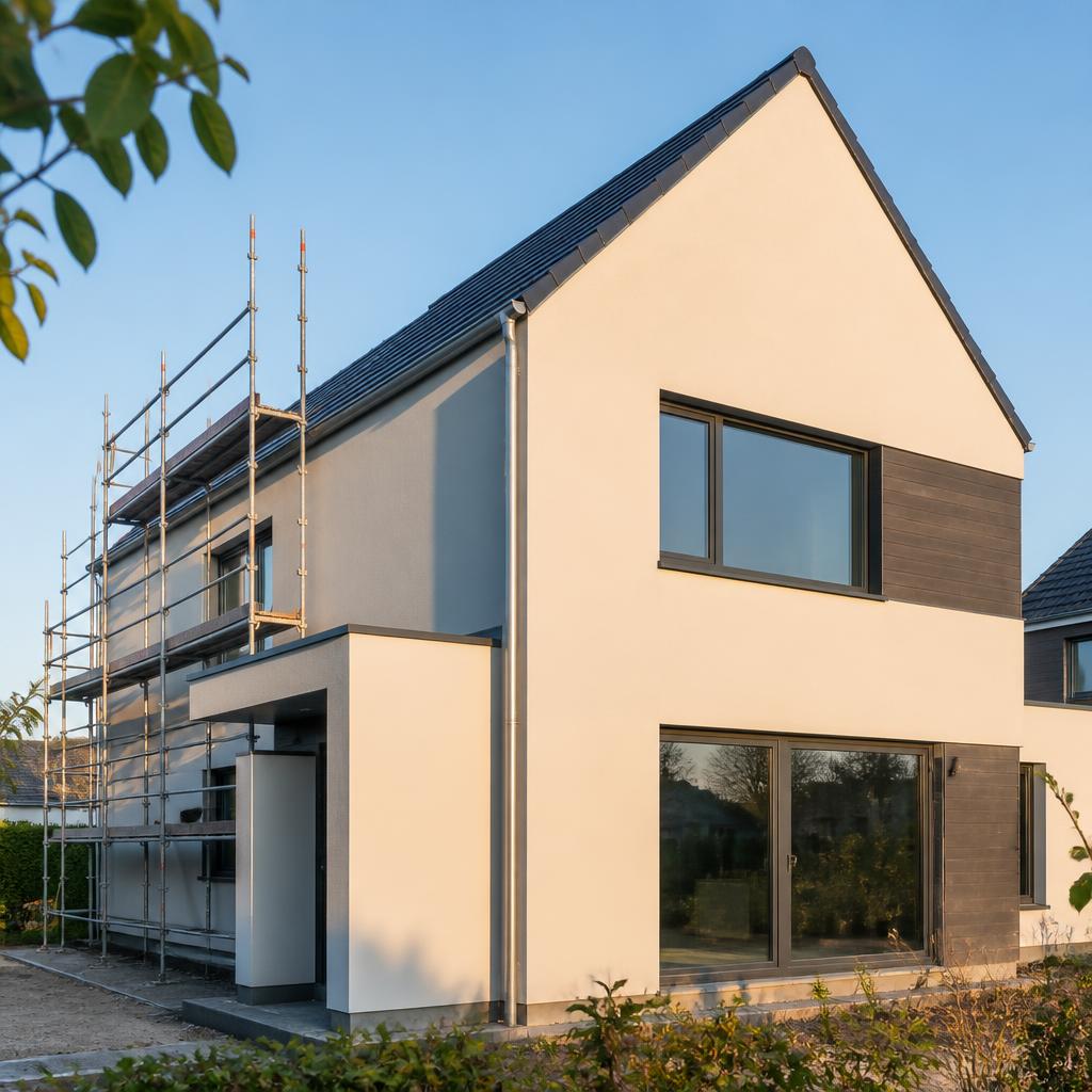 Gevelcrepi modern woning — Crepi werken in Kontich